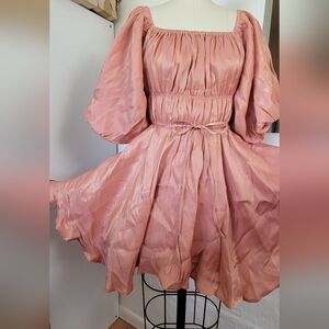 ALTAR’D STATE XS Amabella Puff Sleeve Mini Dress in Mauve Pink